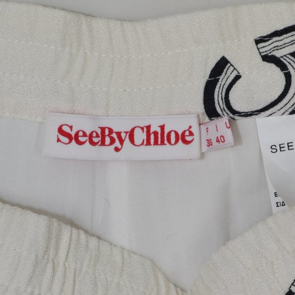 See by Chloé Ivory Number Print Woven Track Pants - Picture 7 of 9